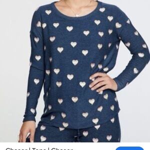 CHASER VALENTINE’S DAY Blue Beach Heart Print Sweatshirt large